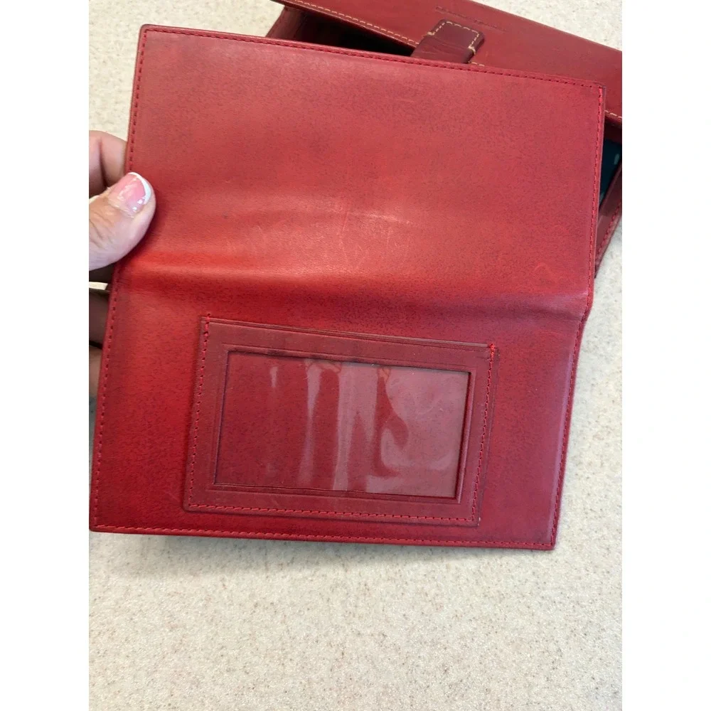 Vintage Dooney & Bourke Florentine Red Leather Checkbook Wallet Organizer
